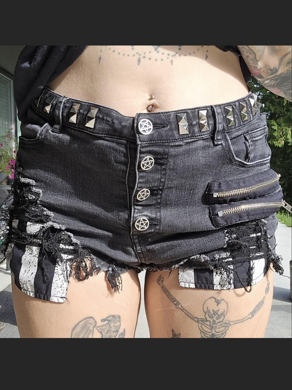 Black Distressed Denim Women’s Shorts